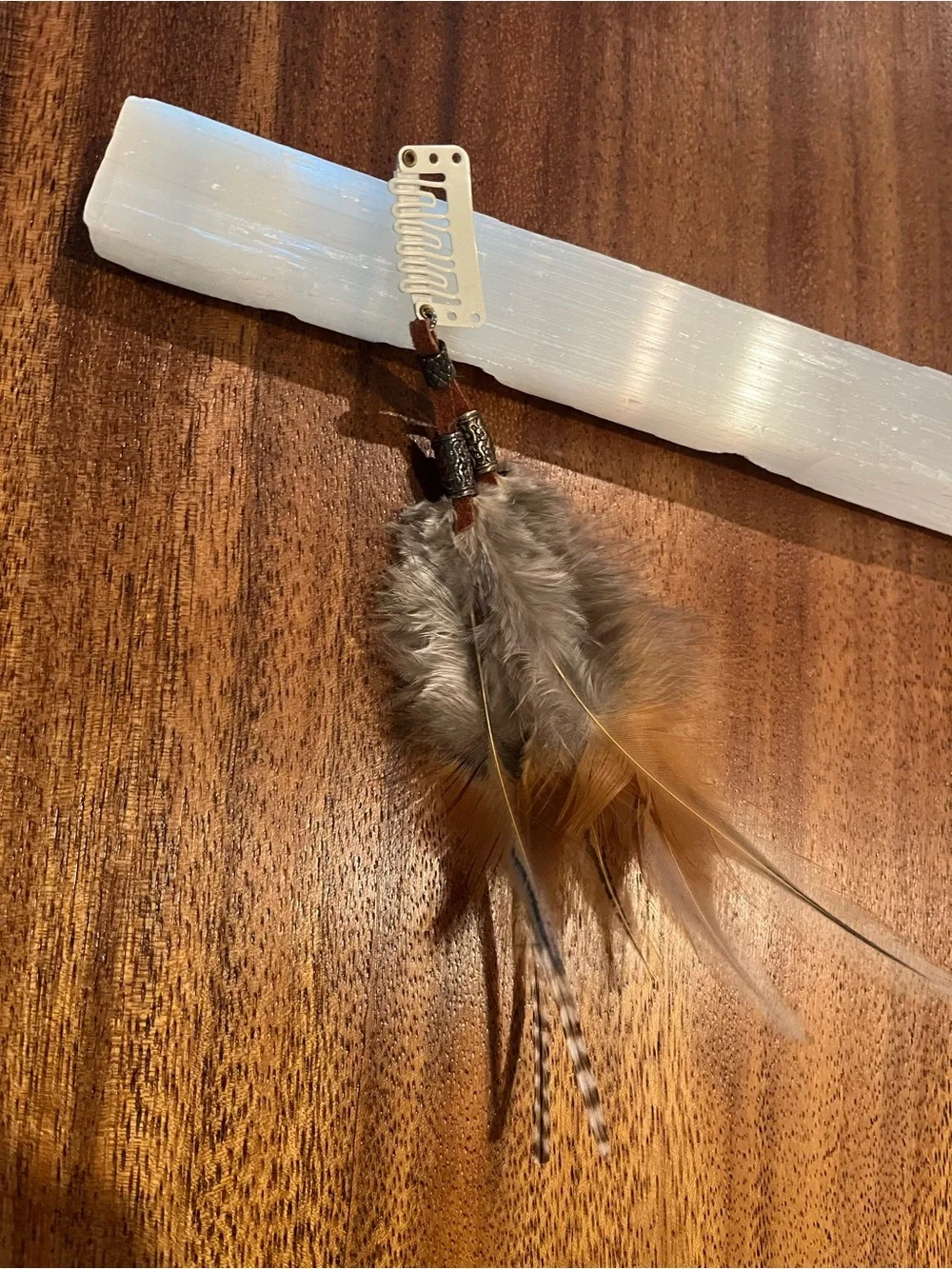 Feather Hair Clip — Brown & Green Feather Accent